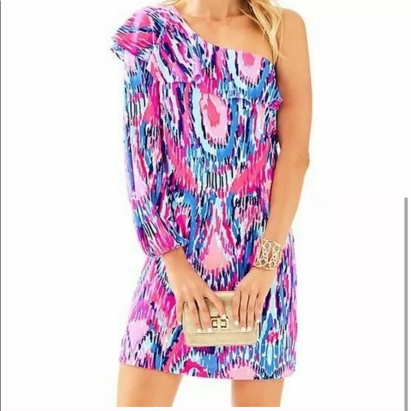 NWOT Lilly Pulitzer One-Shoulder Amante Silk Dress - Picture 6 of 10